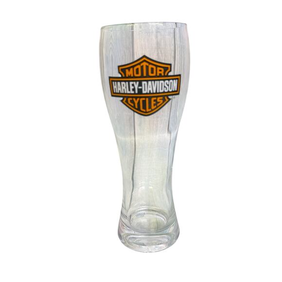 Harley Davidson Core Bar & Shield Logo Pilsner Glass Beer Tall Glass Vintage - Picture 1 of 8